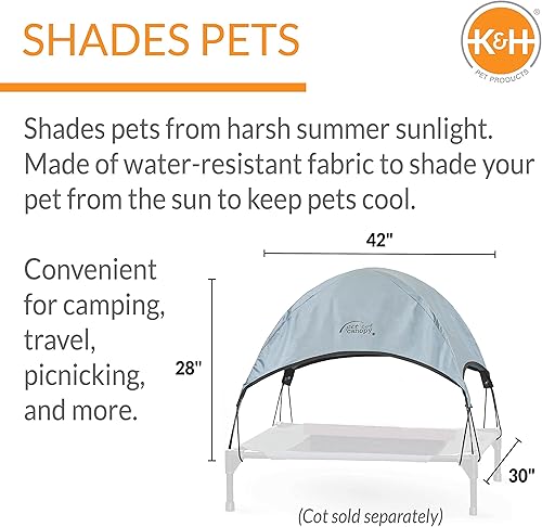 Miniatura 4 de K&H Pet Products Toldo elevado para perro para exteriores, toldo refrescante para mascotas, lavable, resistente al agua, diseñado para adaptarse a