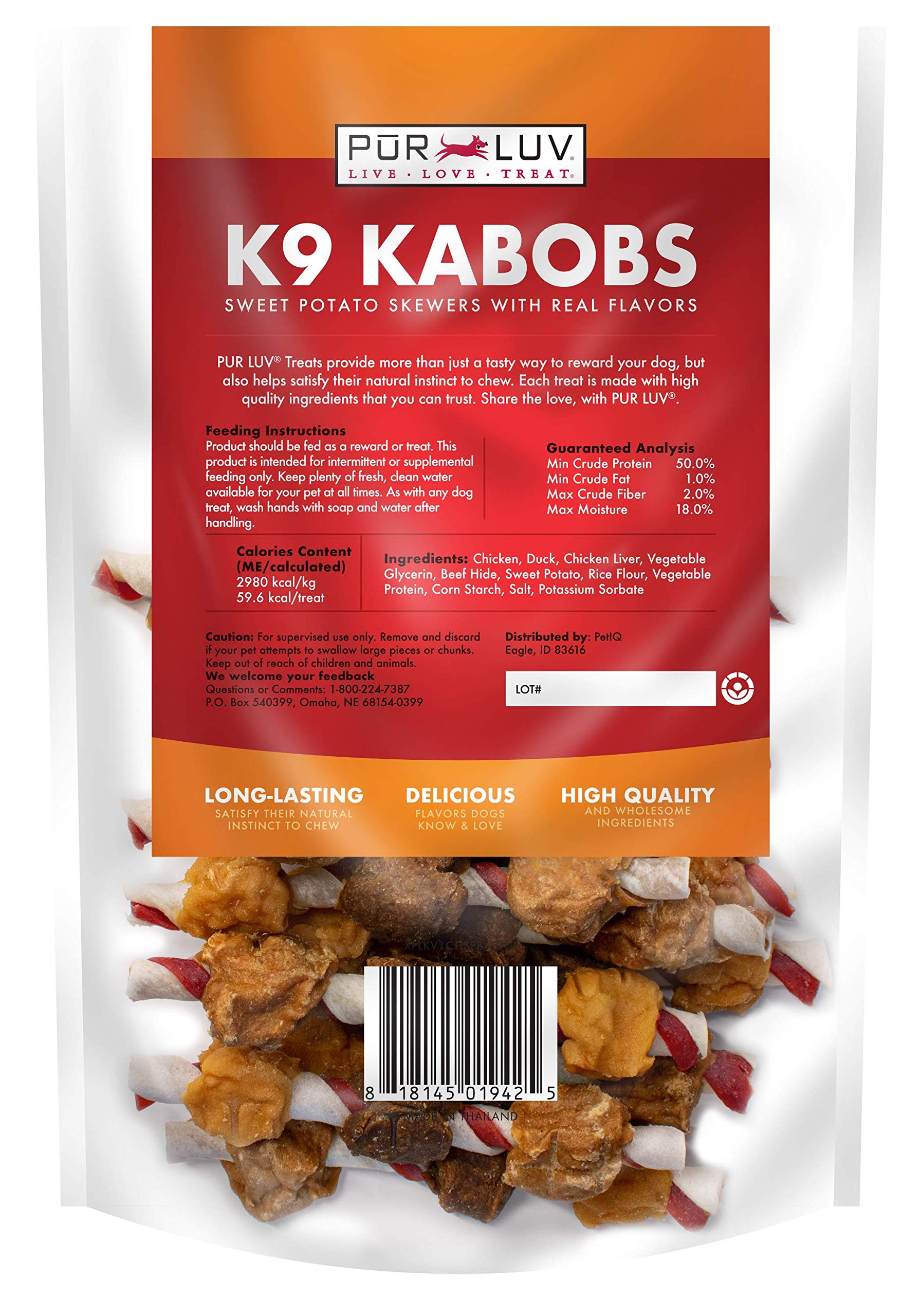 Buy Pur Luv K9 Kabob Real Chicken, Duck, and Sweet Potato Dog Treats