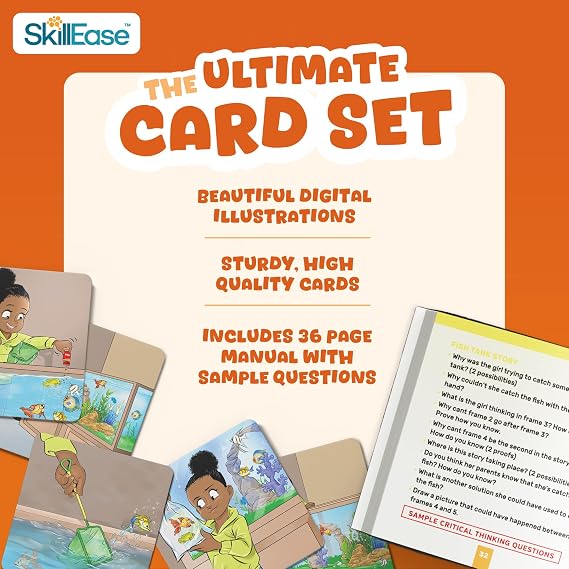 SKILLEASE Story Cues 2 Skilled Sequencing Cards, Speech Therapy Materials, Social Skills Game, English Language Learners Games, Storytelling Cards, Sentence Building and Picture Cards