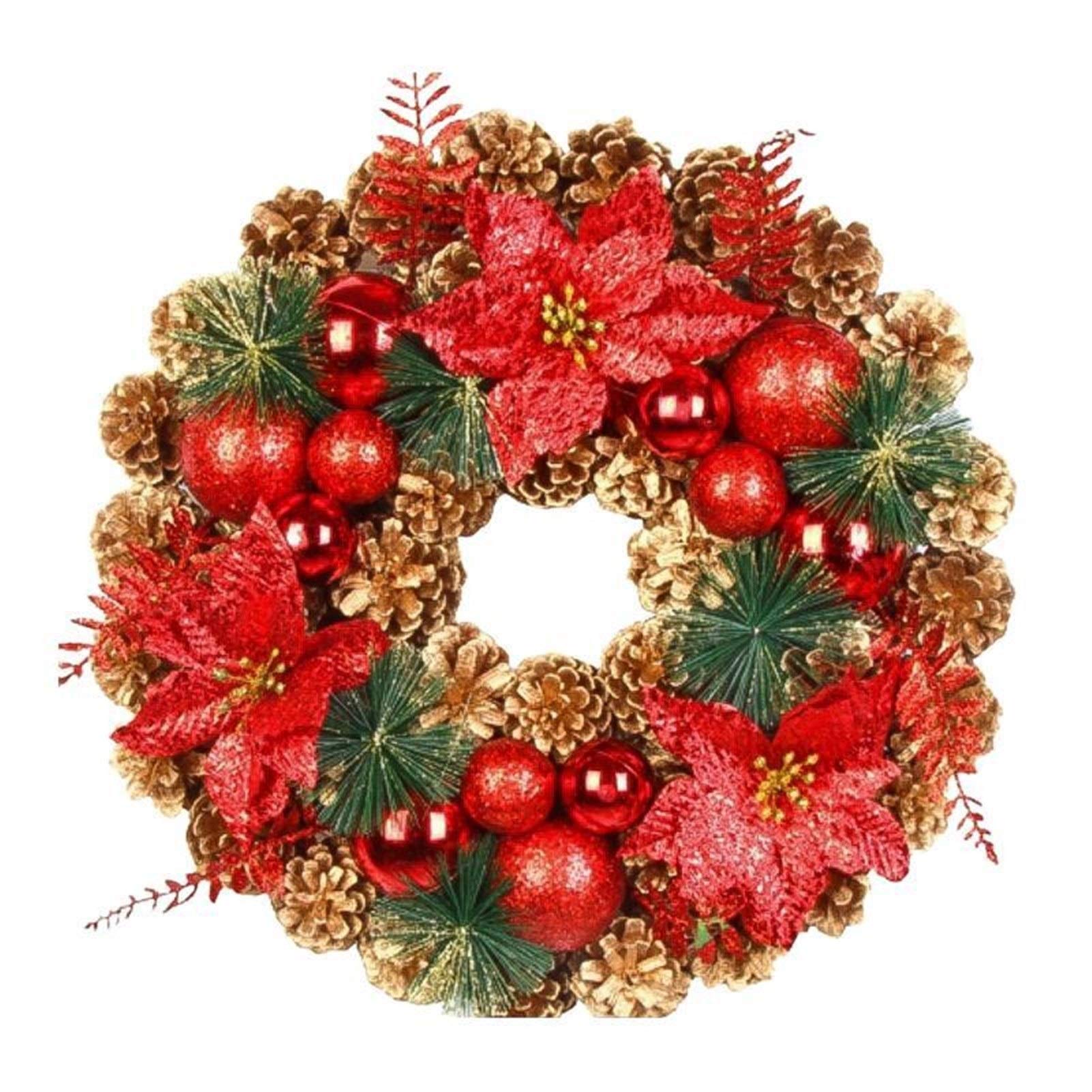 Guirlande de Noël rouge d'automne pour porte et décoration festive de maison