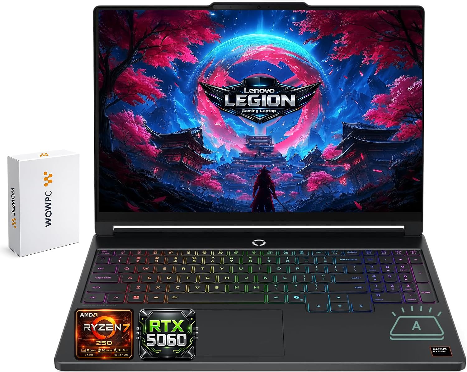 Legion 5a Gaming Laptop, AMD Ryzen 7 250, GeForce RTX 5060, 15.3" WQXGA (2560x1600) 165Hz OLED Display, 16GB DDR5 RAM, 512GB SSD, Wi-Fi 7, RGB Backlit, Win 11, Black, w/Portable 500GB Drive