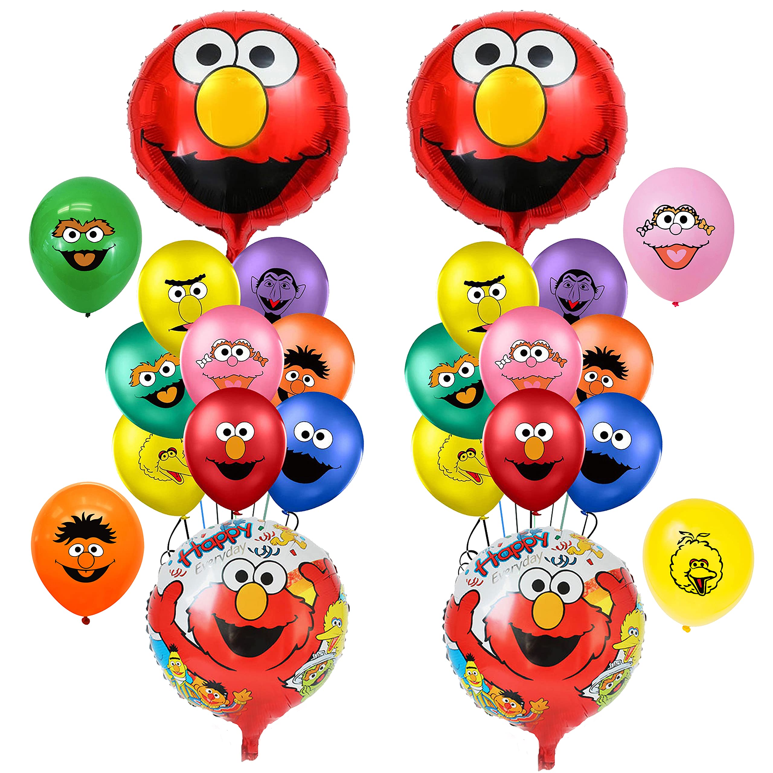 000 Sesame Street Birthday Balloons - 20pc Assorted Colors - Foil & Latex - Kids' Birthday Decoration