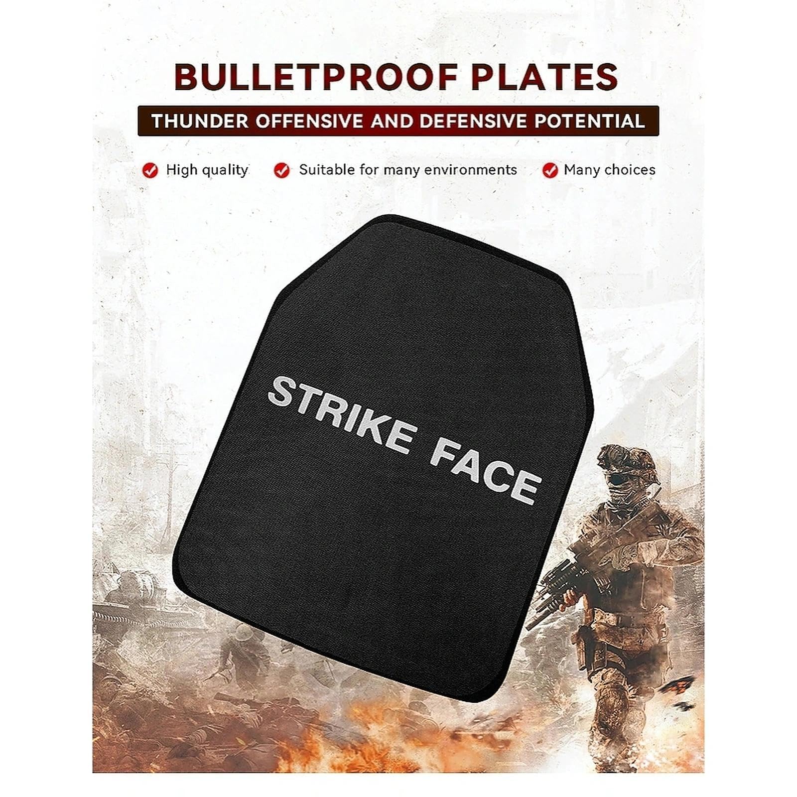 NIJ IV Ballistische Platten Bulletproof Plate Plattenträger Weste, 10x12 Inch PE + Ceramic Stand Alone Armour Plate, Tactical Insert for Vest/Backpack, 7.62mm Protection(2PCS)