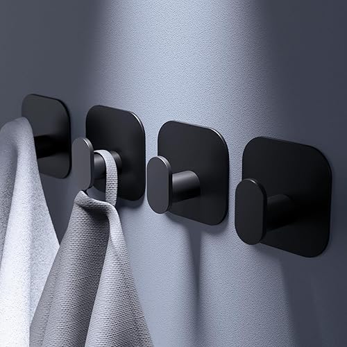 Ganchos autoadhesivos  Paquete de 4 ganchos de pared resistentes que no causan daños, gancho adhesivo para colgar abrigos, batas, toallas, pegar en