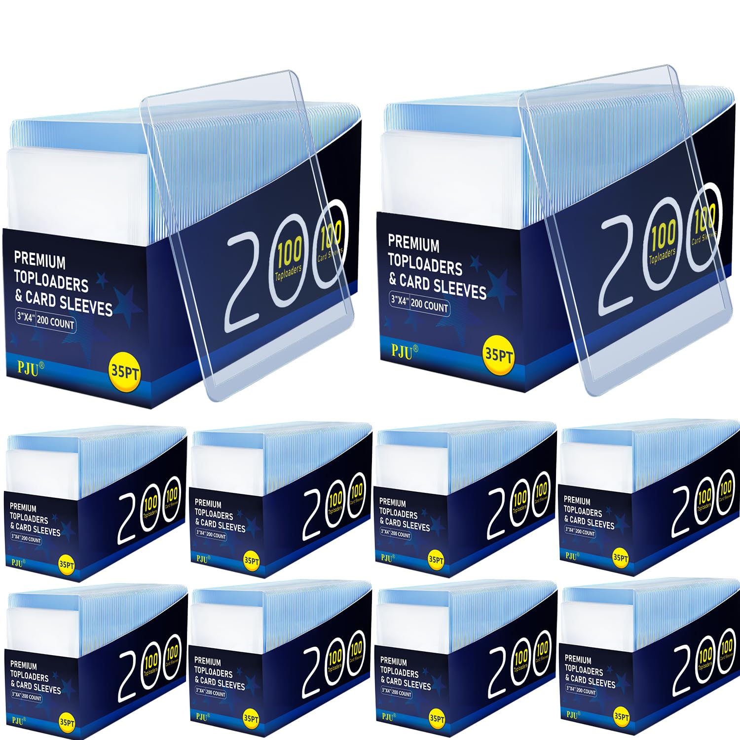 2000 Card Sleeves Top Loaders for Cards, Premium Toploaders for Cards, 3"x4" Baseball Card Protectors Hard Plastic, Hard Card Sleeves, Sports Trading Card Holder (1000 Toploaders + 1000 Penny Sleeve)