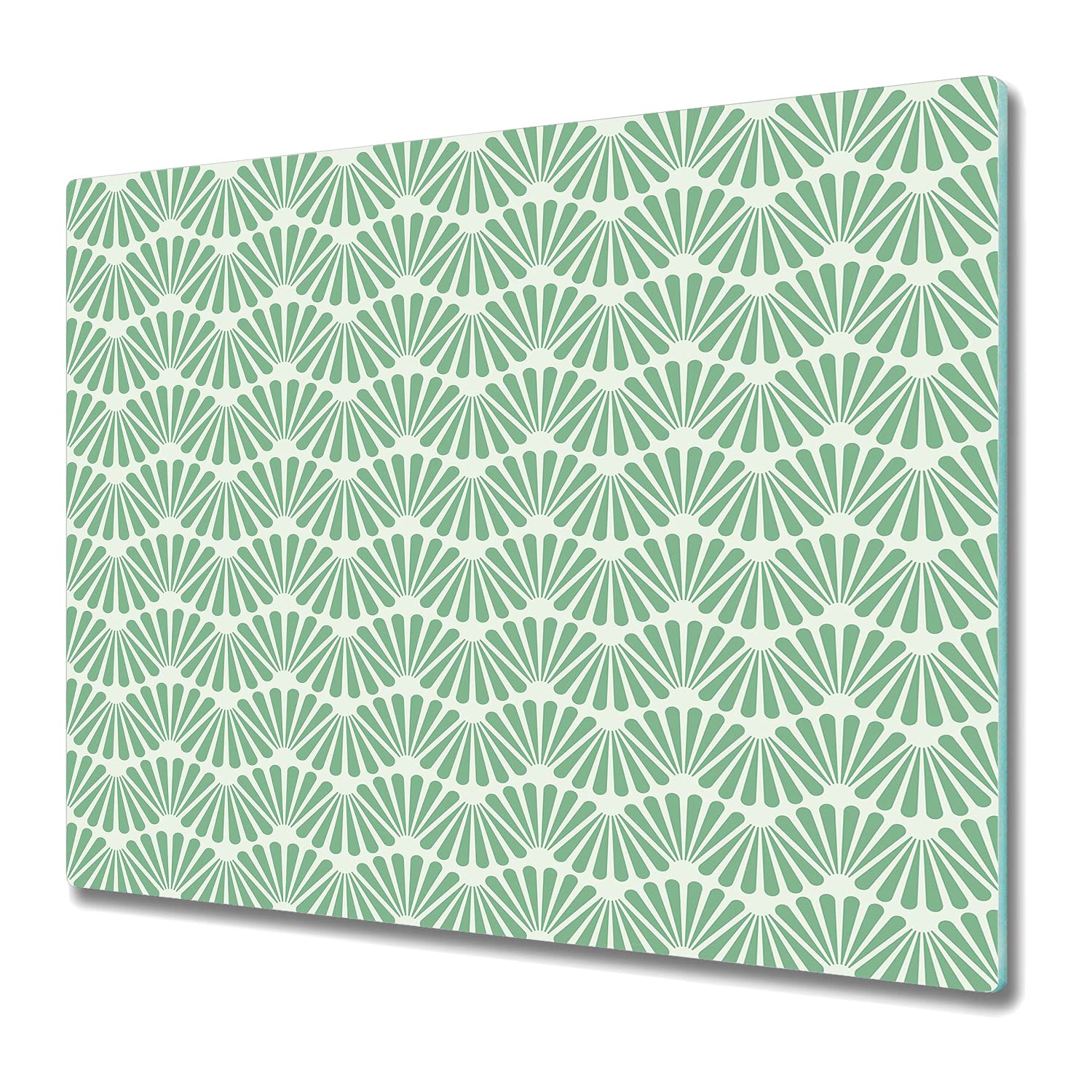 Planche à découper induction 60x52 cm en verre trempé vert et blanc