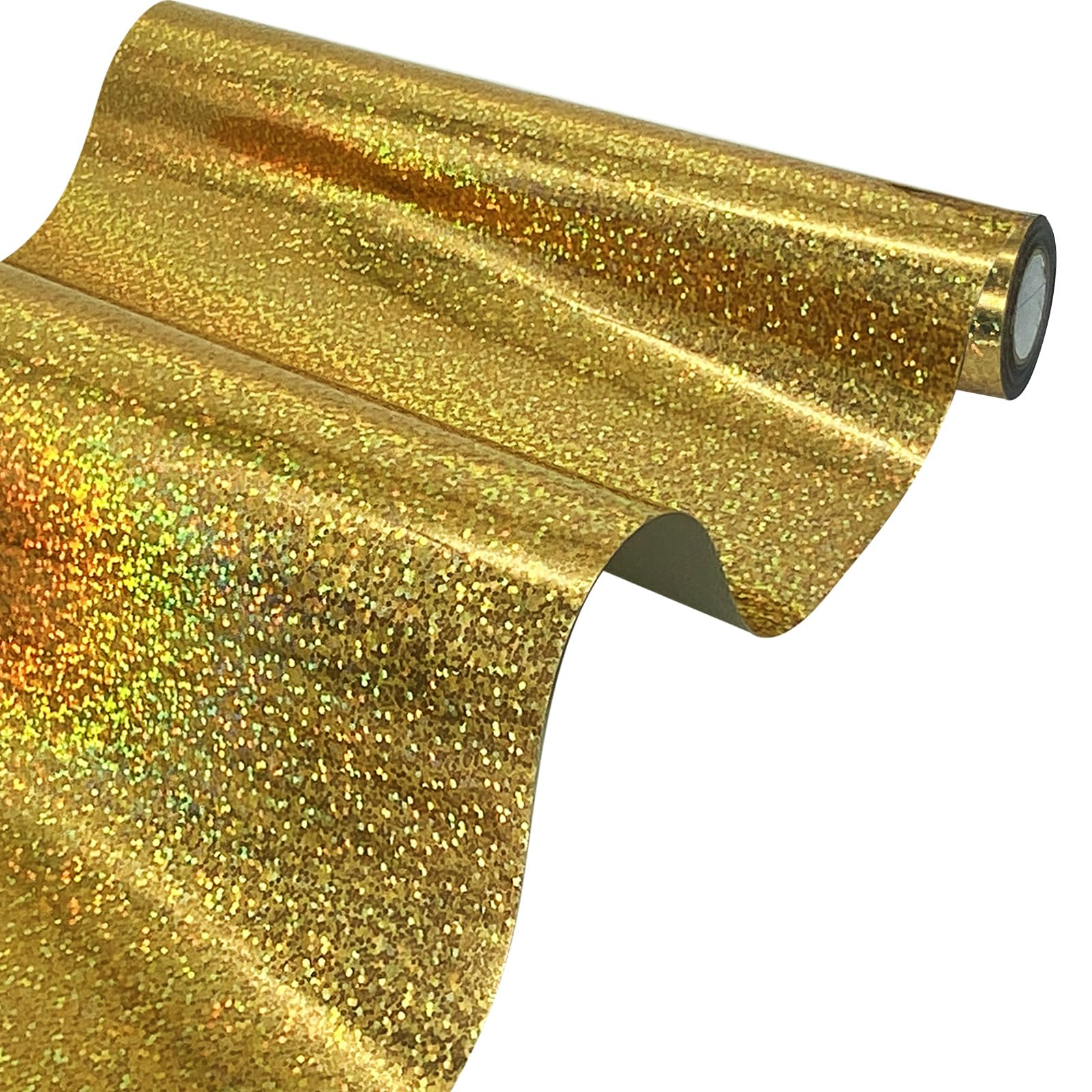 Gold Glitter HTV Heat Transfer Vinyl Roll Glitter Iron on (12in x 15ft) Material Foil HTV Bundle for T-Shirts Chrome Iridescent Vinyl Heat Press Design for Cricut Silhouette