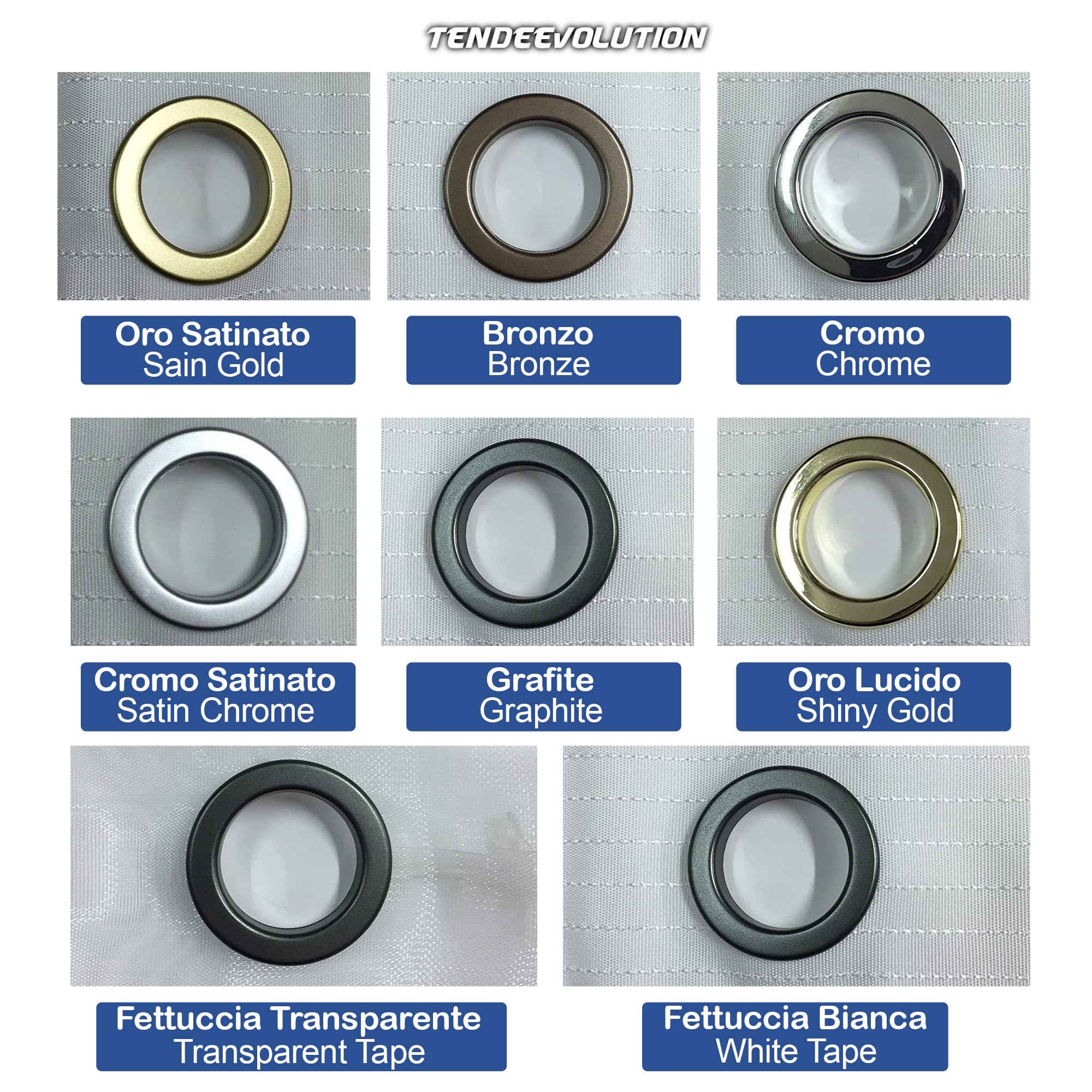 Set di 8 occhielli per tende a clip placcati in oro, diametro interno 40 mm | Leroy Merlin