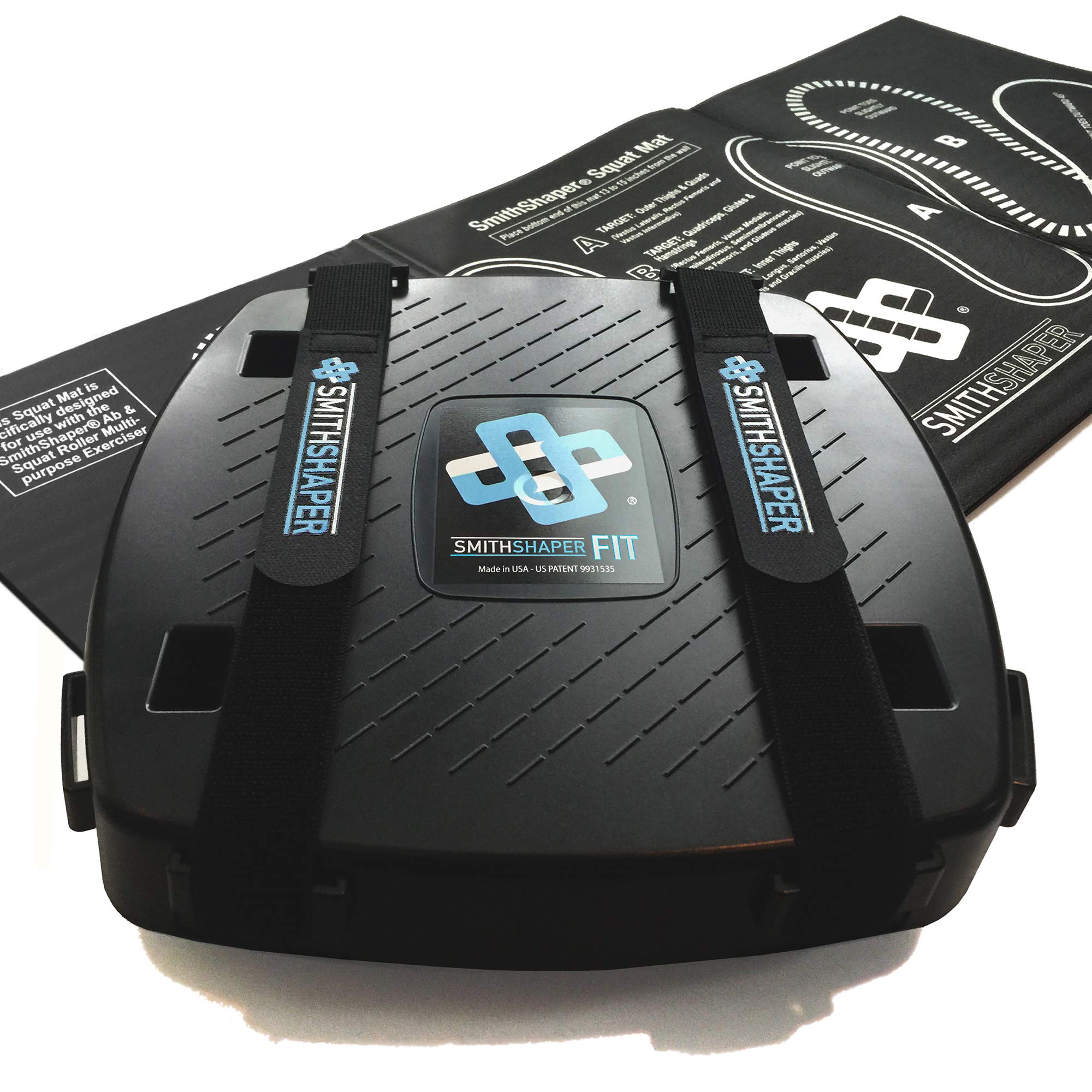 SmithShaperFIT BUNDLE: FIT Ab Squat Roller Multipurpose Exerciser & SQUAT MAT Knee Pad | Shape Butt Legs Chest + | 25 Exercises | Build Muscle Carve 6-pack abs | Free SQUATX App for 1 Yr.