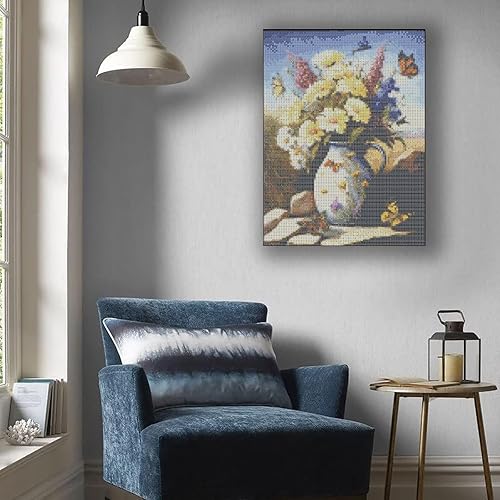 Miniatura 9 de Kit de pintura de diamantes 5D por números, exquisitas flores, kits de pintura de diamantes 5D para adultos, arte de diamantes con accesorios y