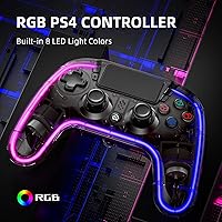 Vista 8 de Honghao Custom Controllers For PS4 with Hall Trigger and 8 Color Changing LED Lights, Wireless PS4 Remote Dual 4 Shock Aimbot Joystick Controller