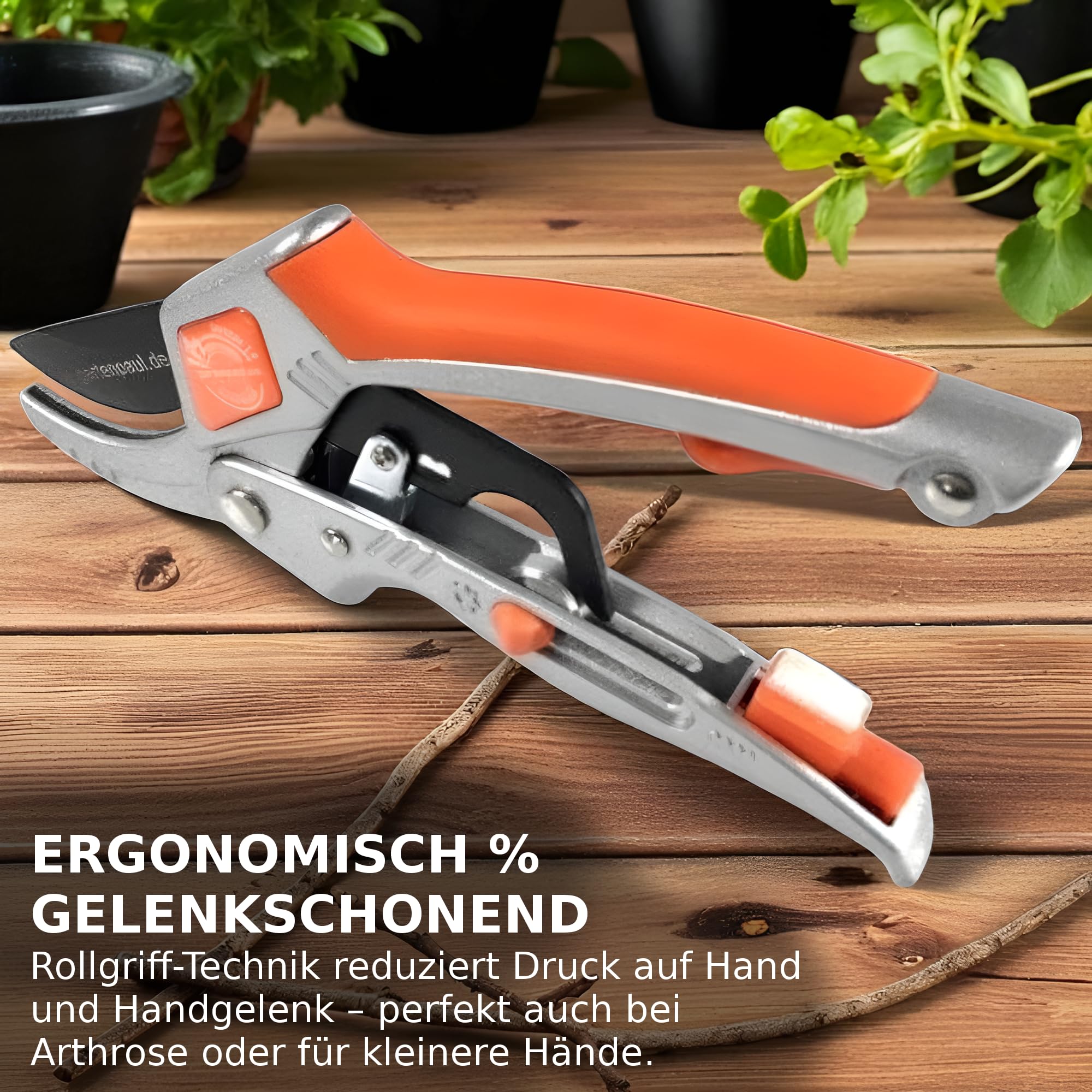 Gartenscheren Set, klein & groß Profi Hybrid Bypass-Gartenschere, Ratsche 2.0 mit zwei Antrieben + Ladyschere für kleine Hände, Ratschen Gartenwerkzeug Pflanzenschere Blumenschere