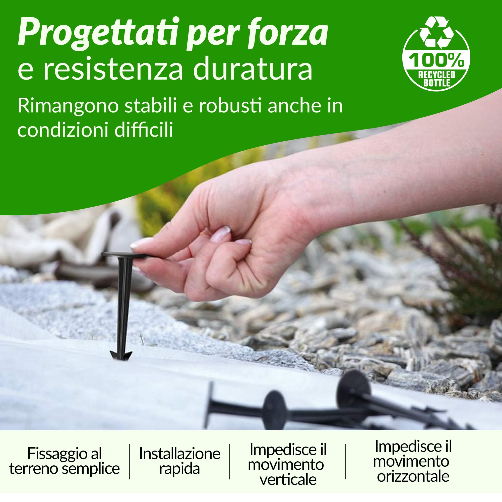 GARDENIX 100 pezzi TerraPEG, ancoraggio da per giardino per tessuto, Extra Forte
