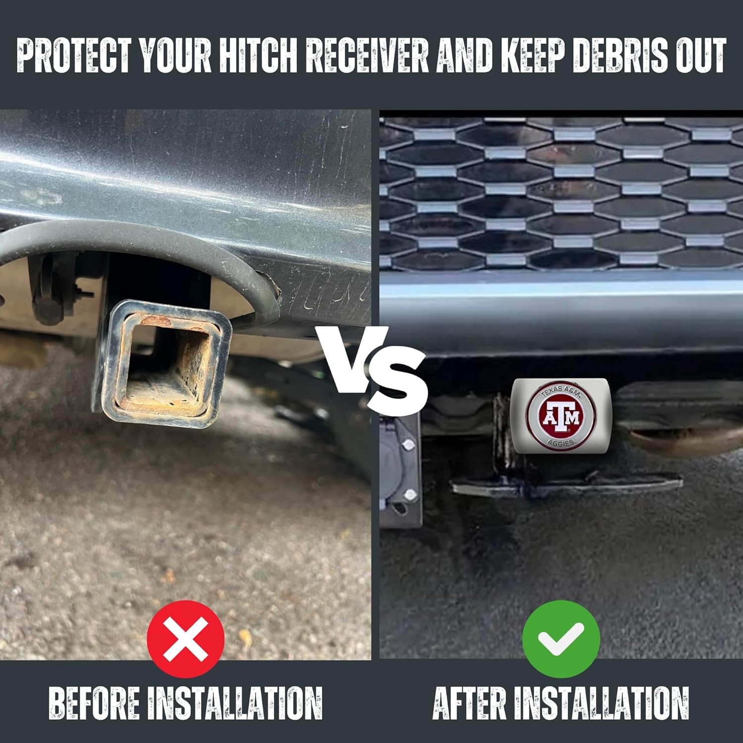 Texas A&M University Aggies White Metal Hitch Cover with 3D Colored Team Logo by FANMATS - Round Molded Design – Easy Installation on Truck, SUV, Car - Ideal Gift for NCAA College Fan/Student