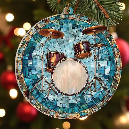 Miniatura 10 de Adorno Colgante de Reproductor de Discos Navideño, Adornos Navideños de Vinilo Retro en Madera 3D 2025 para Árbol de Navidad, Decoración Navideña de