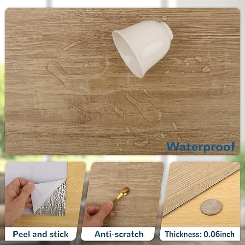 Miniatura 3 de Azulejos de suelo autoadhesivos impermeables para despegar y pegar, azulejos de suelo para cocina DIY para comedor, dormitorio, sótanos, baños Roble