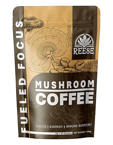 Café orgánico de hongos  Enfoque alimentado con Reishi, melena de león, cordyceps y cola de pavo  Alivio del estrés, salud cerebral, energía y