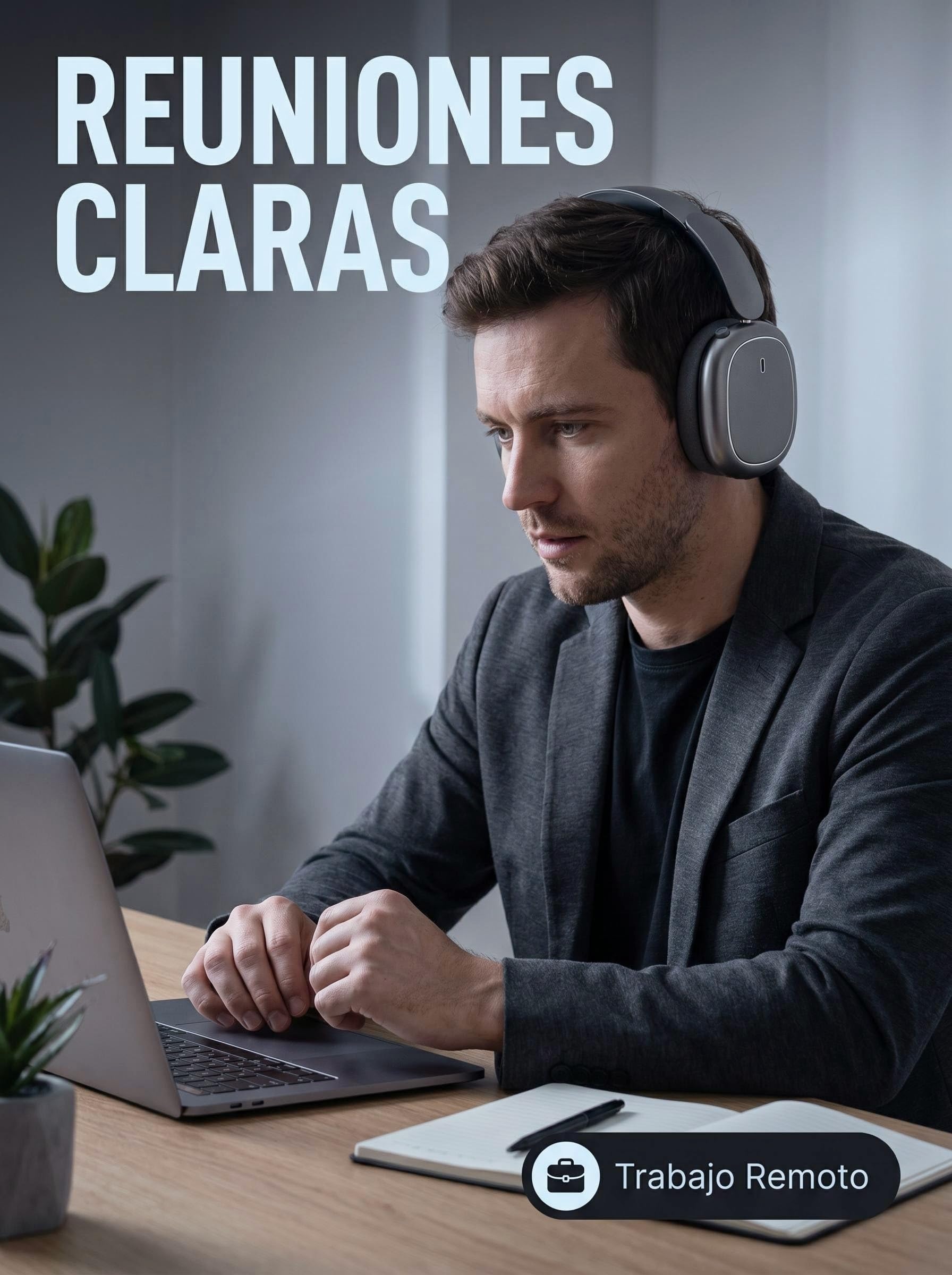 Next Destination ND905-ANC Auriculares Inalámbricos de Diadema Bluetooth 5.4 Cancelación de Ruido Activa 40H Autonomía Bajo Potente Cascos con Micrófonos para Llamadas Almohadas Magnéticas Negro
