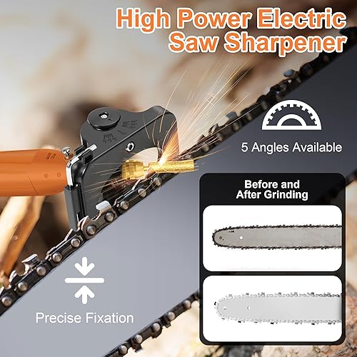 Miniatura 8 de NAZZO Afilador eléctrico de motosierra, herramienta portátil recargable con ruedas de afilado de diamante de 4 tamaños y accesorio de ángulo,
