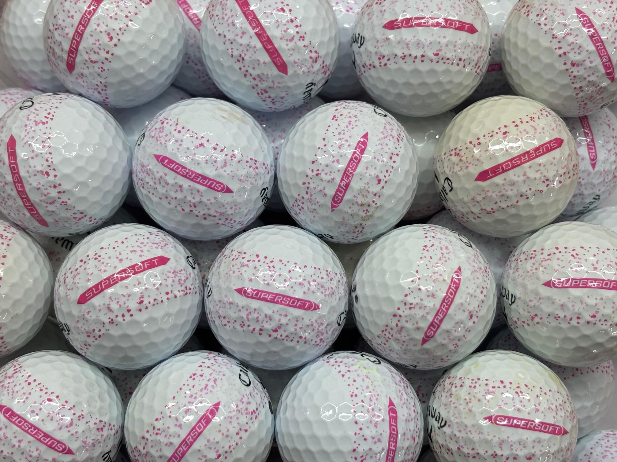 Supersoft Splatter Pink Golf Balls Pearl/A Grade For Callaway Recycled 12 Pack