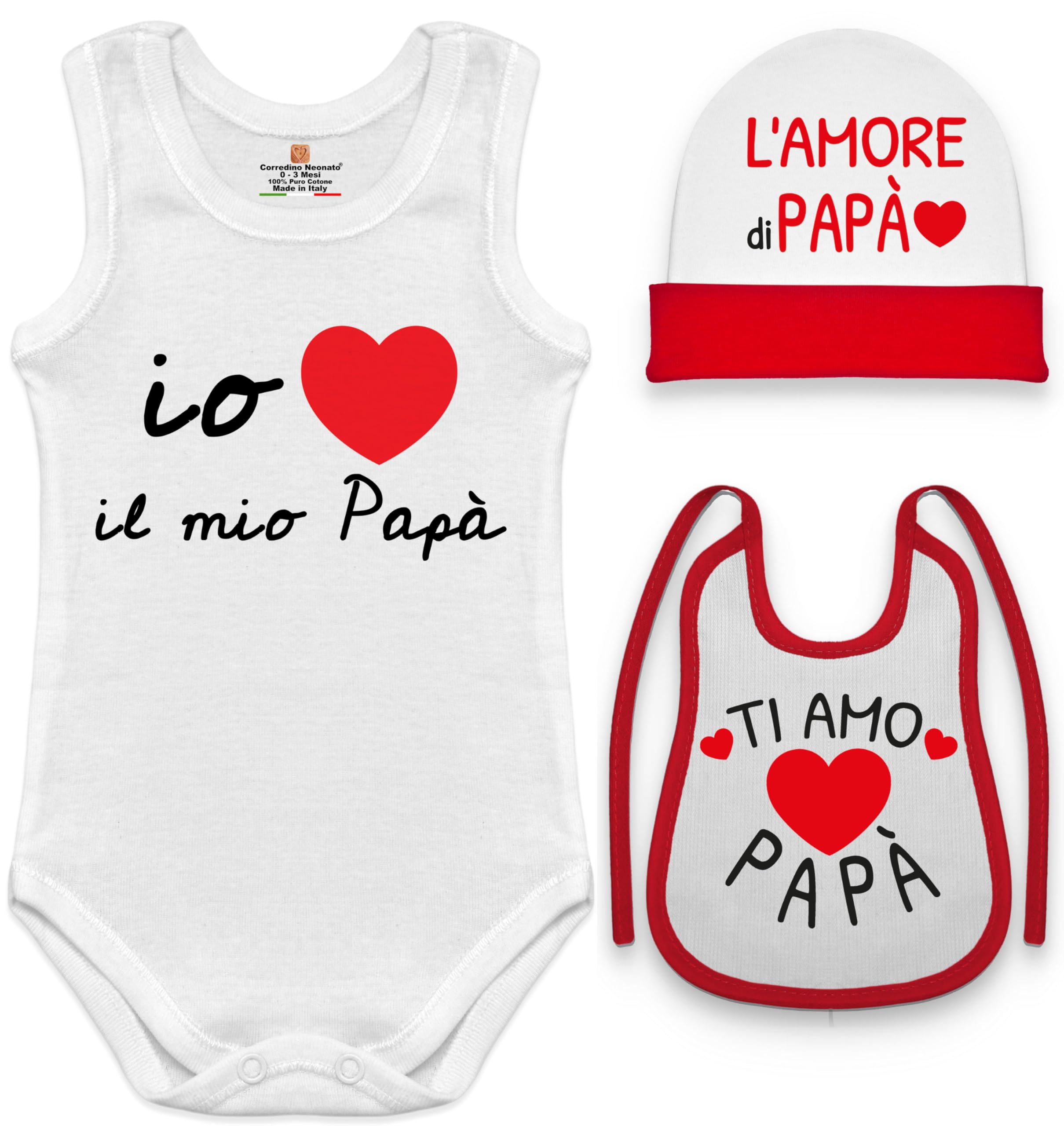 body per neonati cotone frase Io amo il mio papà manche corte o in caldo cotone manica lunga set con bavetta cappello e tutine neonati