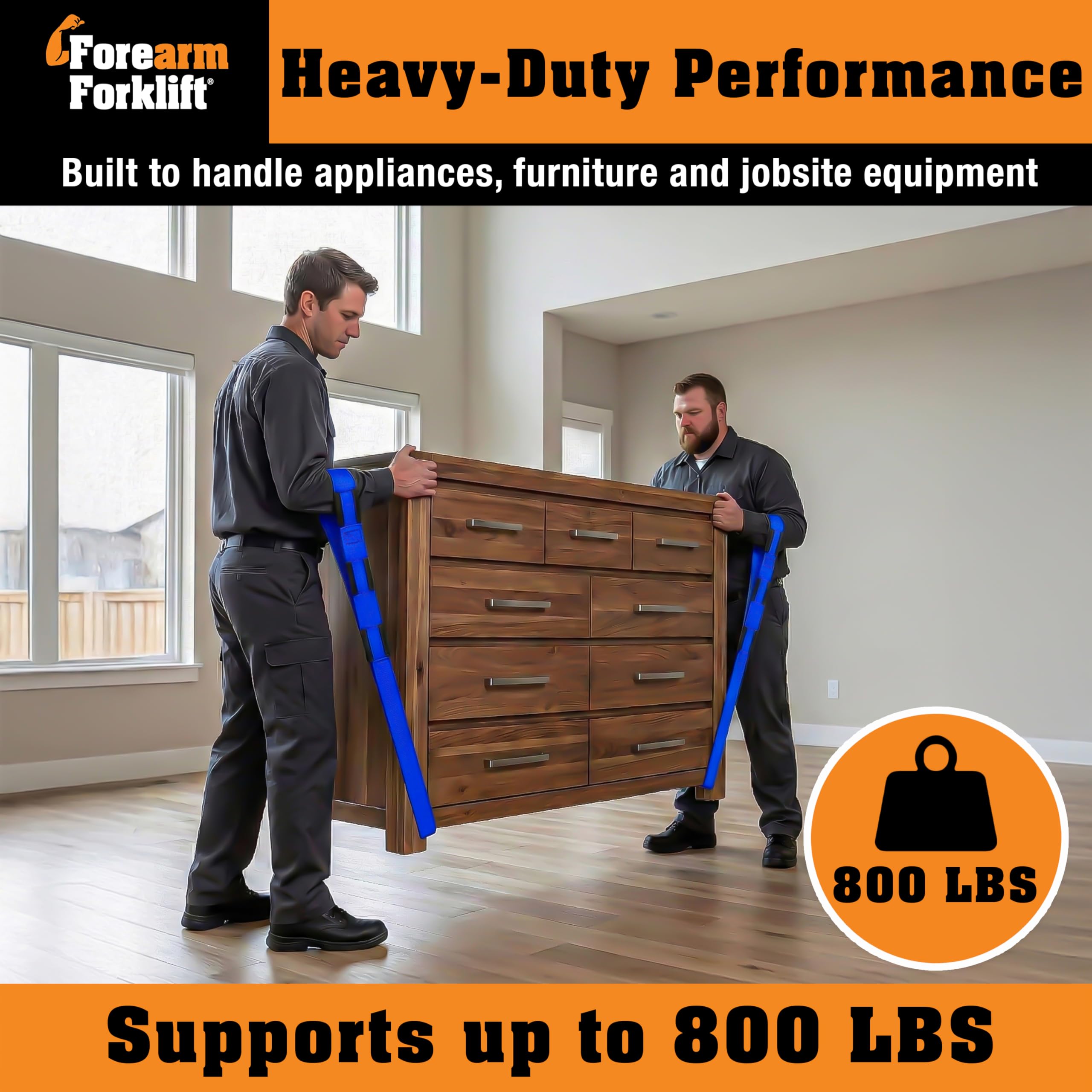 Forearm Forklift Cinghie di sollevamento e spostamento per 2 persone; sollevare, spostare e trasportare mobili, elettrodomestici, materassi o qualsiasi oggetto fino a 800 libbre in modo sicuro e
