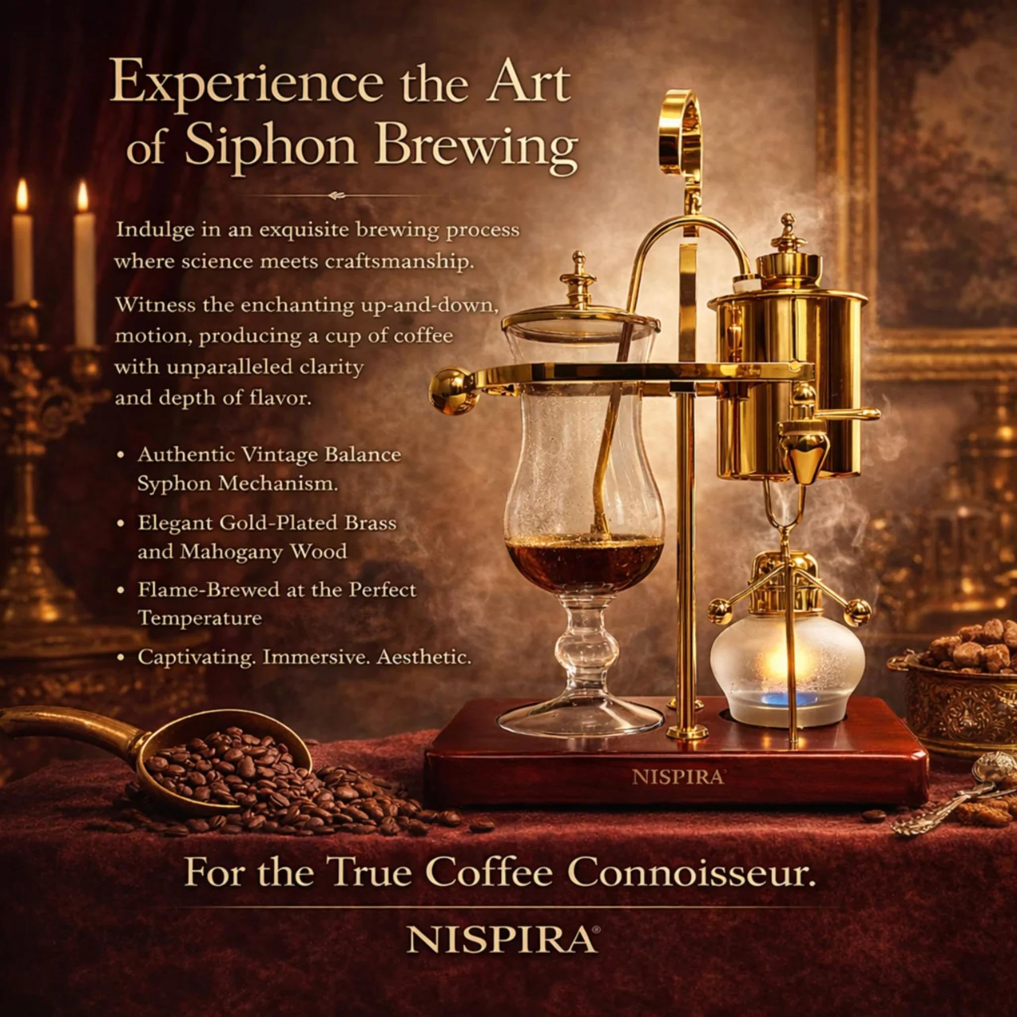 Nispira Belgian Royal Syphon Coffee Maker - Gold -6 Nispira Belgian Royal Syphon Coffee Maker - Gold -6