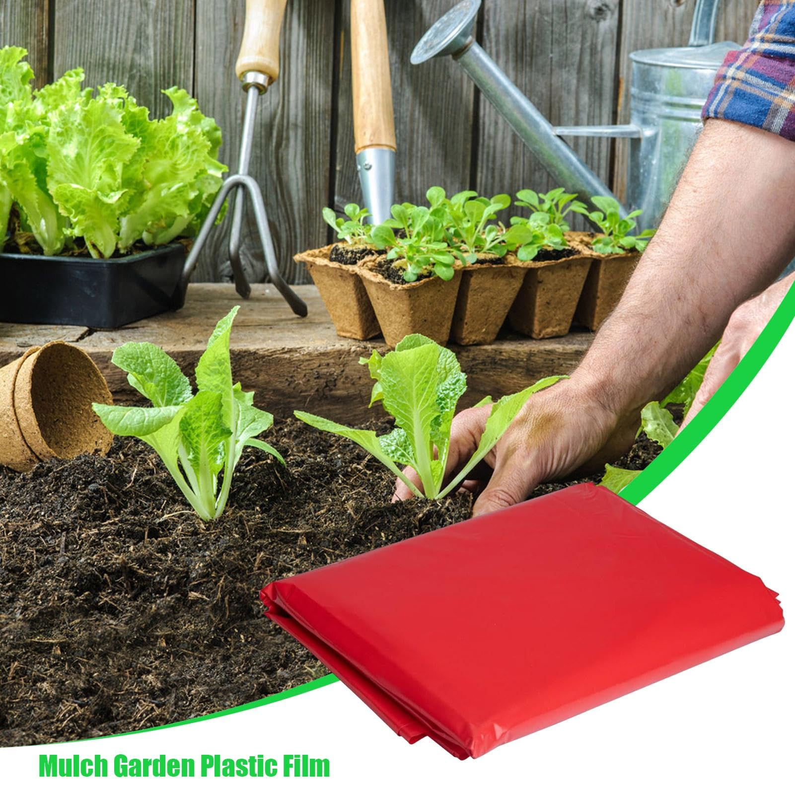 Pacciame per giardino, pacciame per orto - Piantare pellicola di pacciamatura rossa - Pacciame artificiale antierba, pellicola per pacciamatura, pellicola per coltivazione di colture agricole per la s