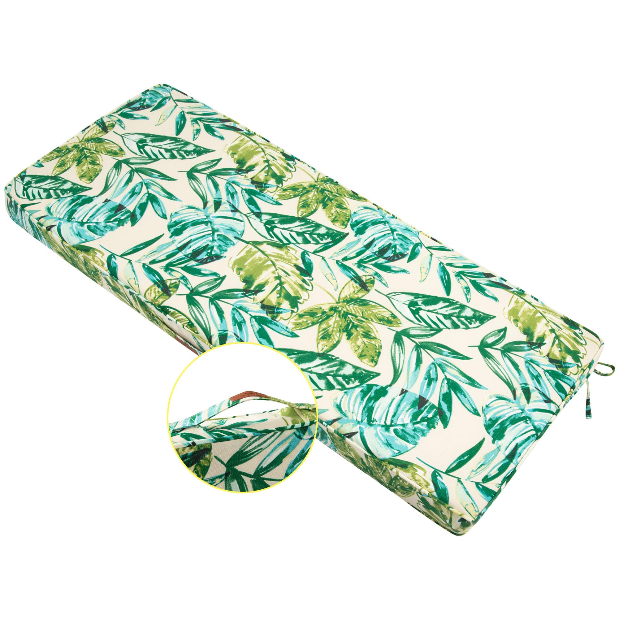 FUNHOME Outdoor Bench Cushion 42 x18 x3 Inch,Waterproof Portable Settee Cushion,Foam Insert with Handle&Ties,Bench Seat Pads for Garden Patio Porch