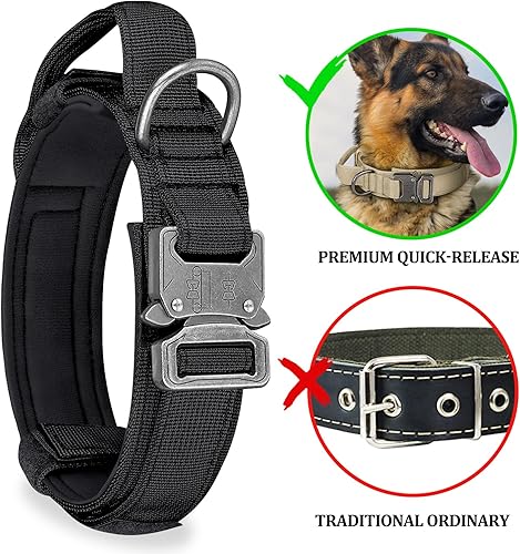 Miniatura 3 de COOYOO Collar táctico para perro, collar ajustable de nailon para perro con asa de control y hebilla de metal pesado para perros medianos y grandes