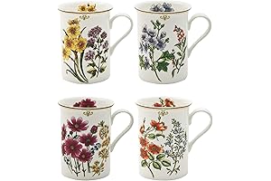 Delicate Bone China Botanical Assorted Coffee Tea Mugs