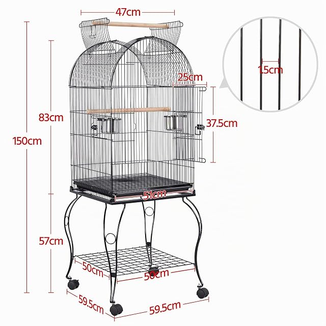 Foto 2 de 8 de Yaheetech Pájaro Jaula con Ruedas Soporte Jaula Grande