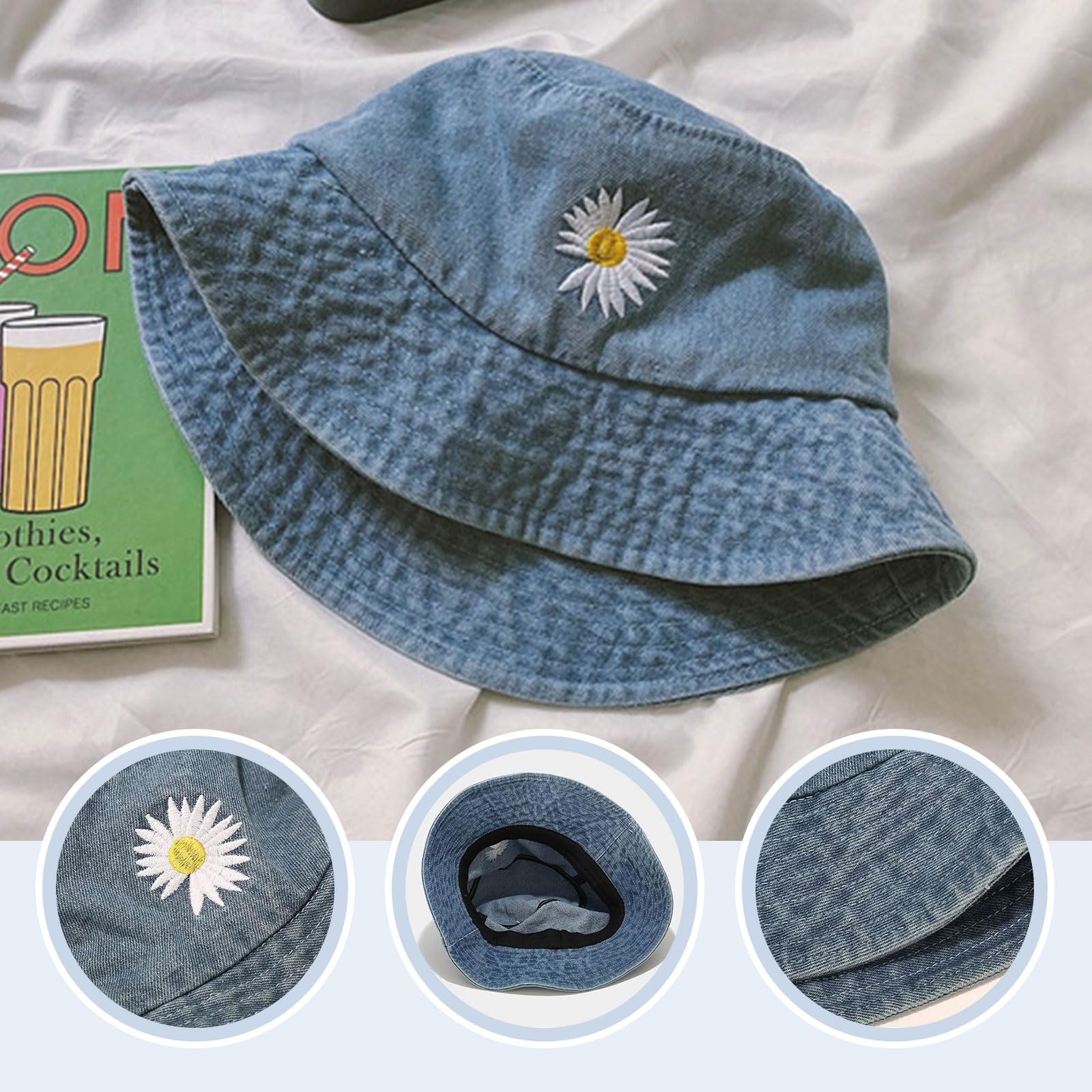 BelleVive Bucket Hats Unisex Sol verano viaje playa gorro de pesca, Bonito gorro de pesca playa para hombre mujer adolescente, Sombrero pescador verano viaje senderismo playa