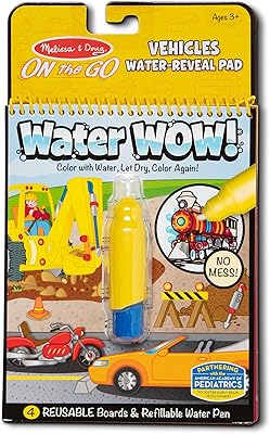 Melissa & Doug On the Go Water Wow! Reusable Water-Reveal Activity Pad - Vehicles - Stocking Stuffers, Mess Free Coloring ...