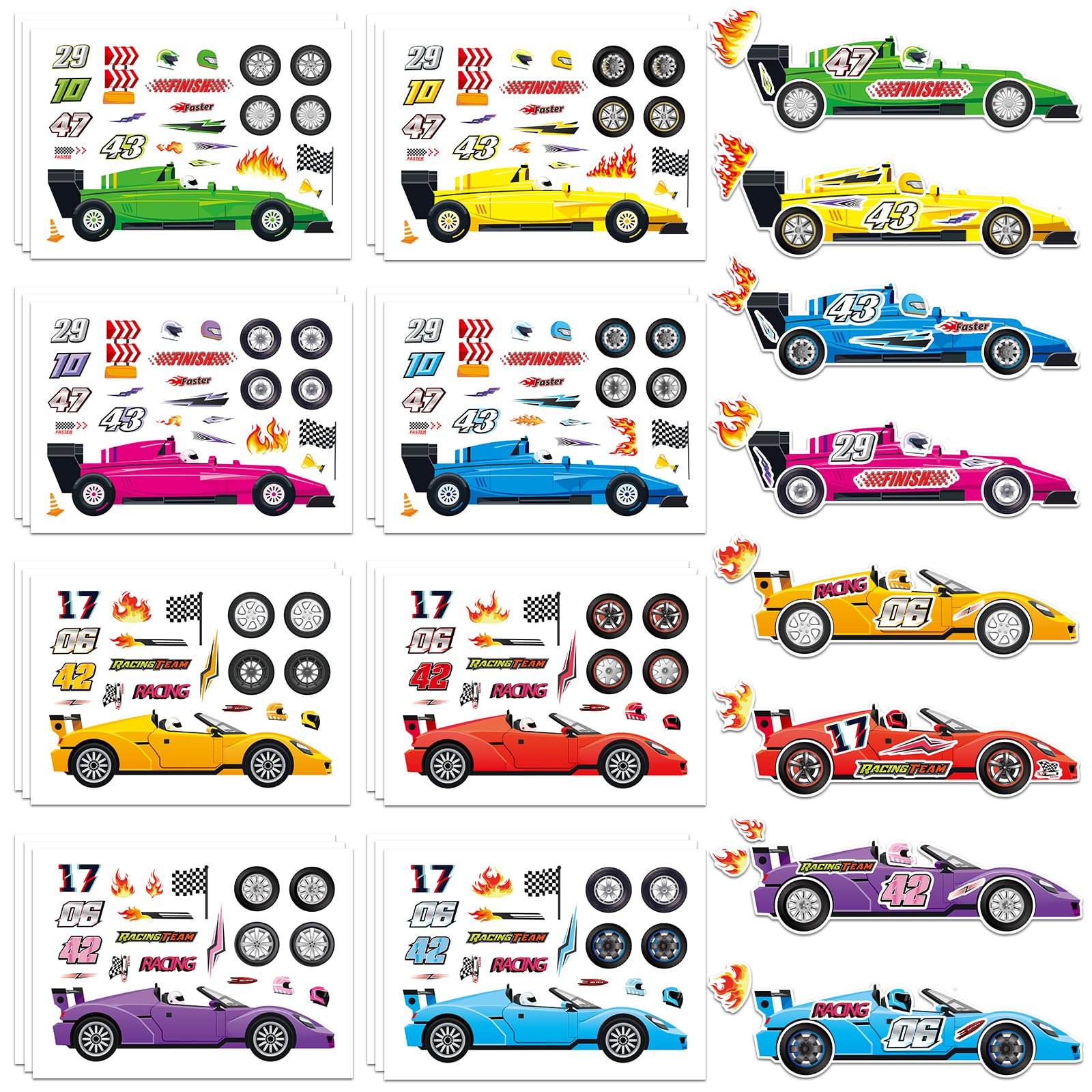 View 1 of 24 Sheets Make Your Own Race Car Stickers for Kids