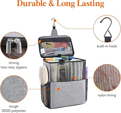 Miniatura 3 de Lifewit Bolsa de ducha de malla portátil para dormitorio universitario, bolsa de mano esencial para baño, gimnasio, viajes, campamento, de secado