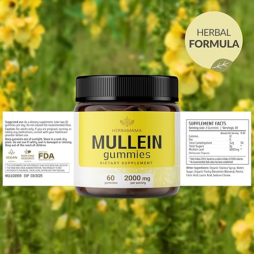 Miniatura 7 de HERBAMAMA Gomitas de gordolobo - Suplemento dietético de hoja de gordolobo para sistema respiratorio, apoyo digestivo, refuerzo inmunológico,