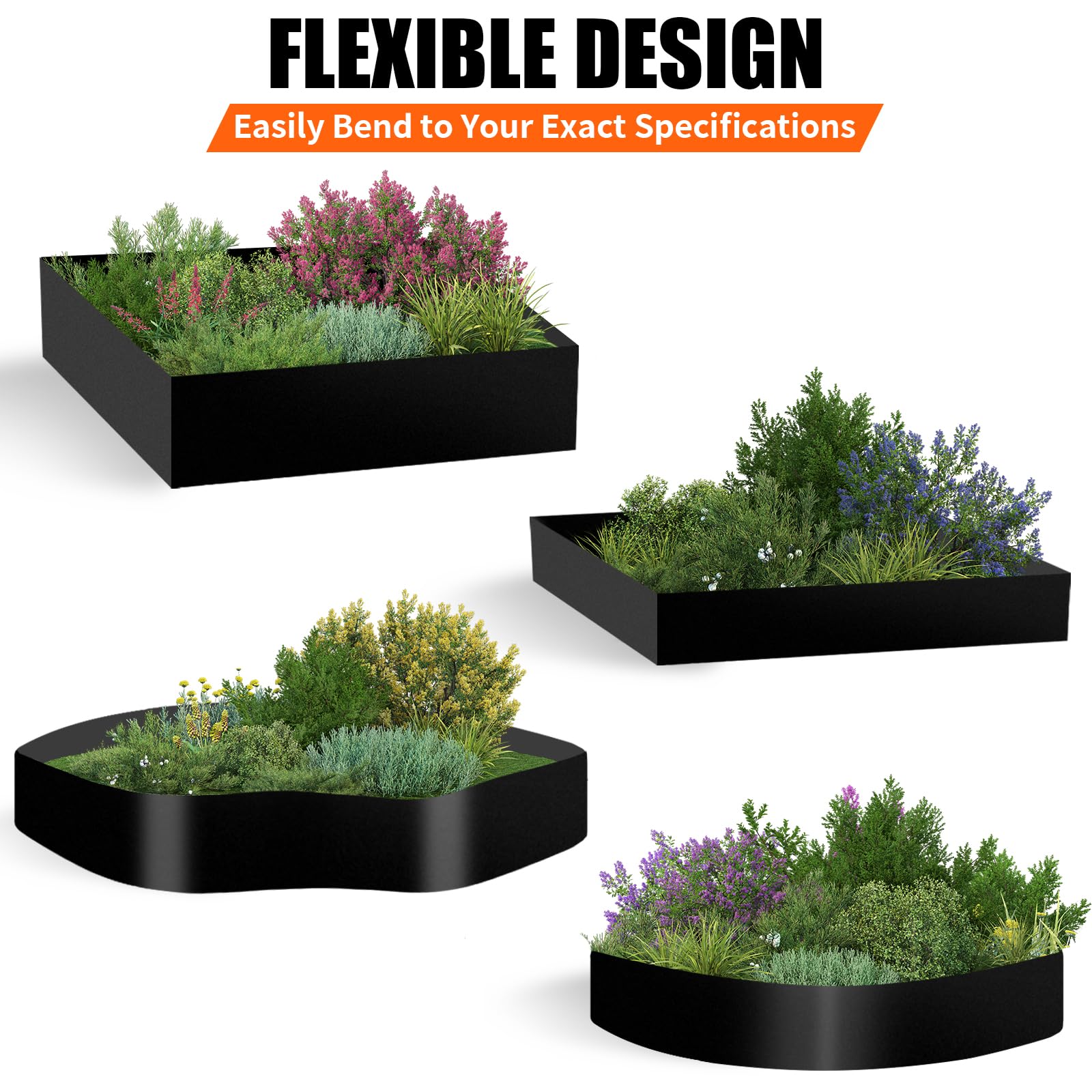 Lot De 5 Bordures De Pelouse En Métal ITeVe.GD - Flexible - 99 X 12,7 Cm - Noir - Total 5 M