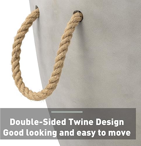 Miniatura 8 de SUNBURY Mesa auxiliar de hormigón, mesa auxiliar al aire libre para patio, mesa de acento al aire libre de 17 pulgadas con cuerda de cáñamo, mesa