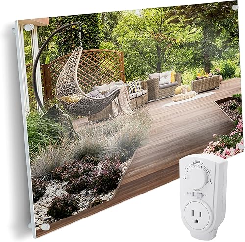 EconoHome Panel de calentador de espacio de montaje en pared con protector de calor modelo 2023, con termostato, calentador de convección de 600 W,