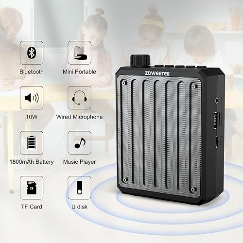 Miniatura 2 de ZOWEETEK Amplificador de voz Bluetooth para profesores, amplificador de voz, micrófono, auriculares, amplificador de voz portátil para aula