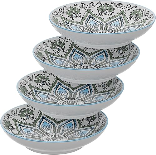 American Atelier Tazones para pasta, juego de 4, platos grandes, de 9 pulgadas, platos para servir, juego de cuencos anchos y poco profundos para