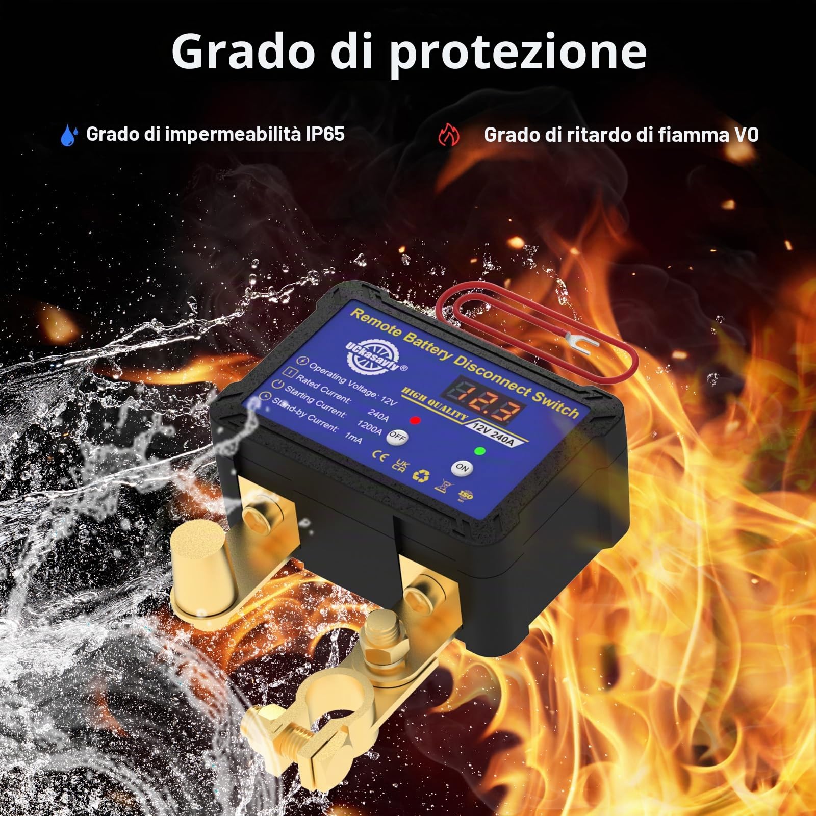 Staccabatteria telecomandato 12v 240A con indicatore di tensione a LED Interruttore antifurto per auto, camper, ATV, camion, nautica