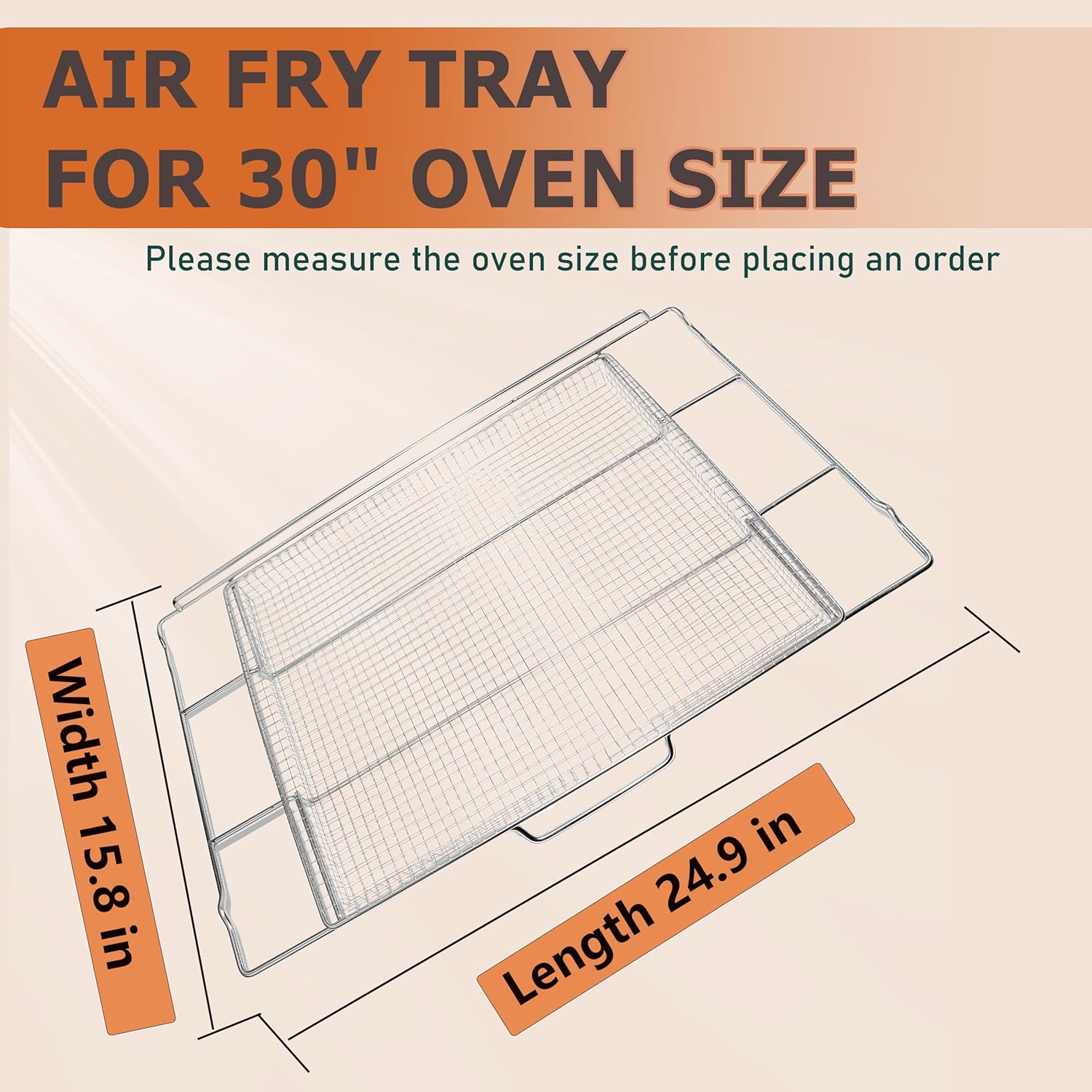 Upgraded Air Fry Tray for 30 Oven with Drip Pan, Compatible with Frigidaire 30 Ranges and Wall Ovens, Stainless Steel, Oven Rack Measures 25 x 16 x 1.75