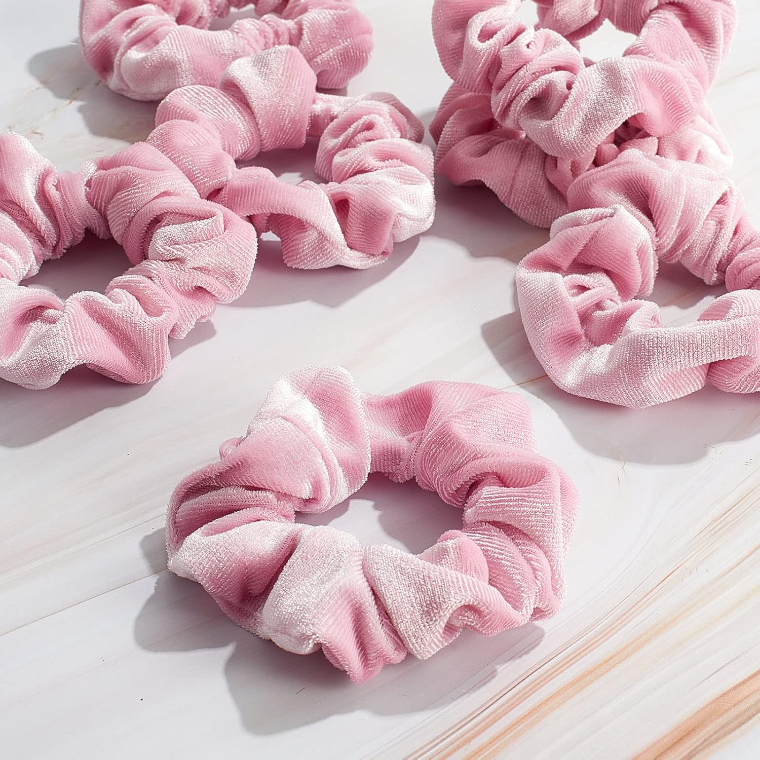Juexica 100 Pcs Pink Velvet Scrunchies Bulk Soft Hair Scrunchy Cute Hair Ties Scrunchies Solid Color Elastic Bands for Women Girl Party Favors (Pink)