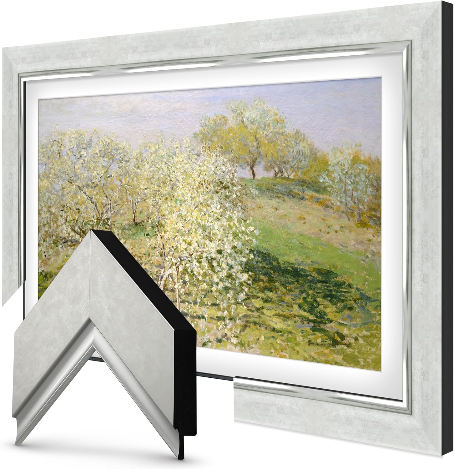 Contemporary Silver 55" Premiere Deco TV Frame - Compatible ONLY with Samsung The Frame TVs (Fits 2021-2026, LS03A, LS03B, LS03C, LS03D, LS03FA)