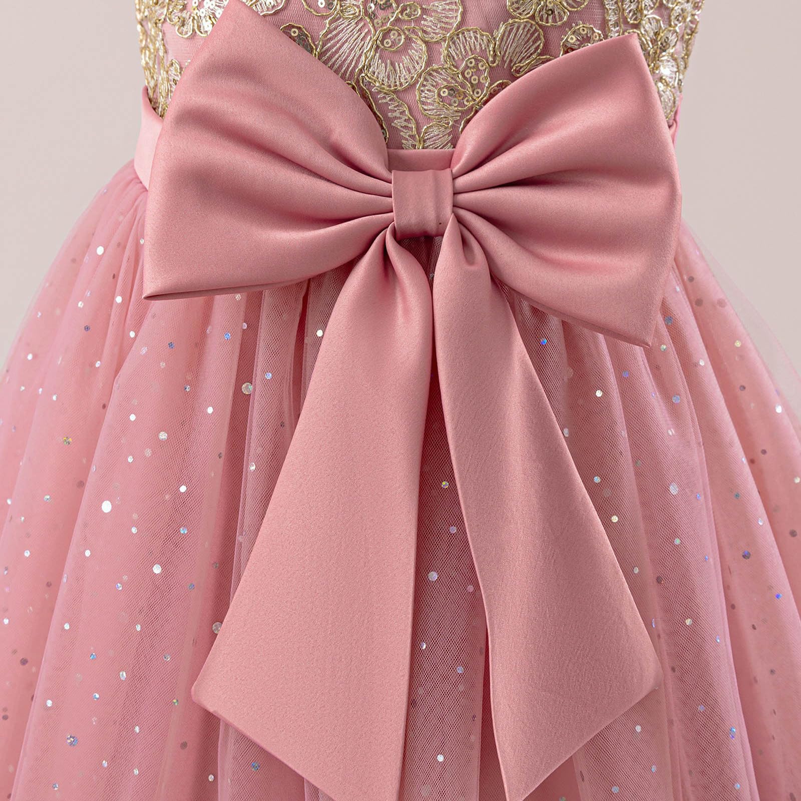 Vestido de niña con Bordado, Mangas abullonadas, tutú, Vestido de Fiesta para celebración de cumpleaños y Elegante Lazo, Atuendo Formal, de Tul, Transpirable y Ligero, Ideal para Verano