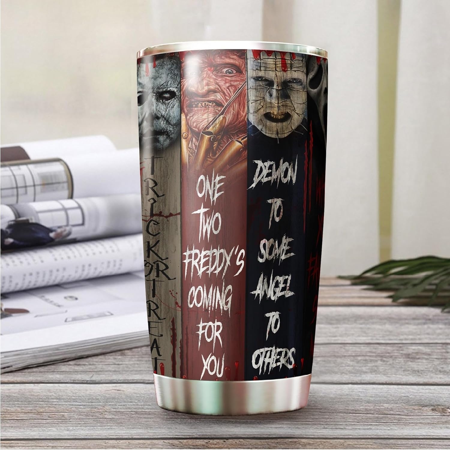 Horror Tumbler - Halloween Coffee Cup - Gifts for Men, Women on Birthday, Christmas - Horror Decorations - 20 Oz - Image 4