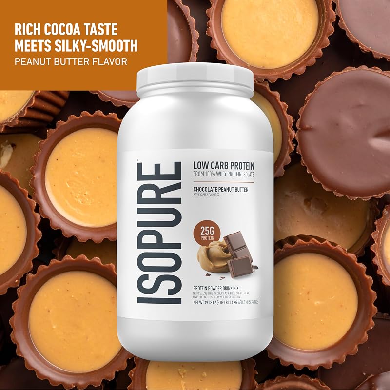 Isopure Low Carb Whey Isolate Protein Powder, Chocolate Peanut Butter 3 LB image 3