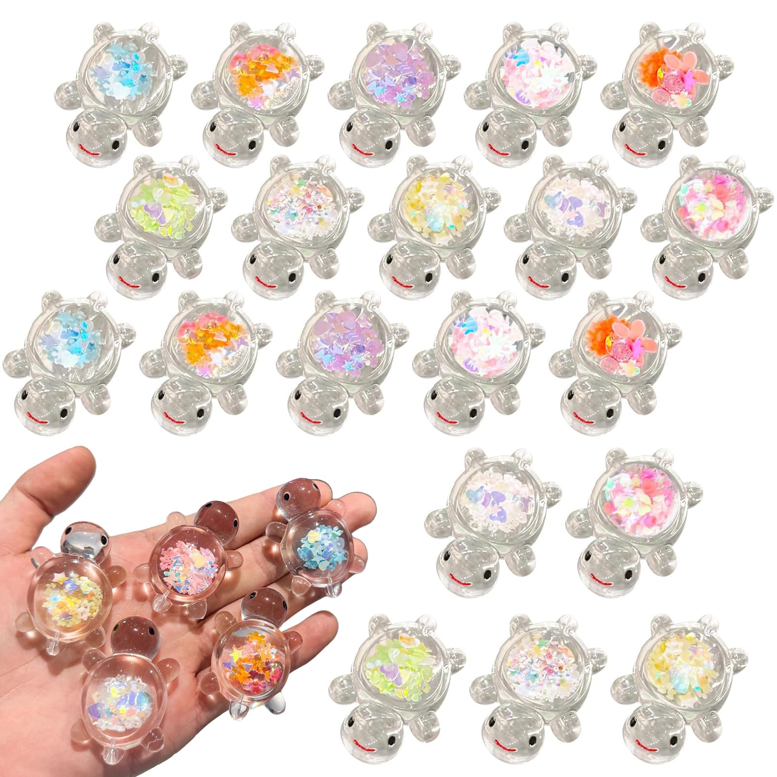 Azushwer Mini Turtles, 20 Pcs Resin Animals Mini Resin Turtles Mini Transparent Animal Figurines for Fairy Gardens, Aquariums & DIY Crafts,Miniature Landscape Home Decoration